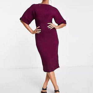 ASOS CURVE - CLOSET LONDON - Plus Ribbed Pencil Kimono Midi Dress